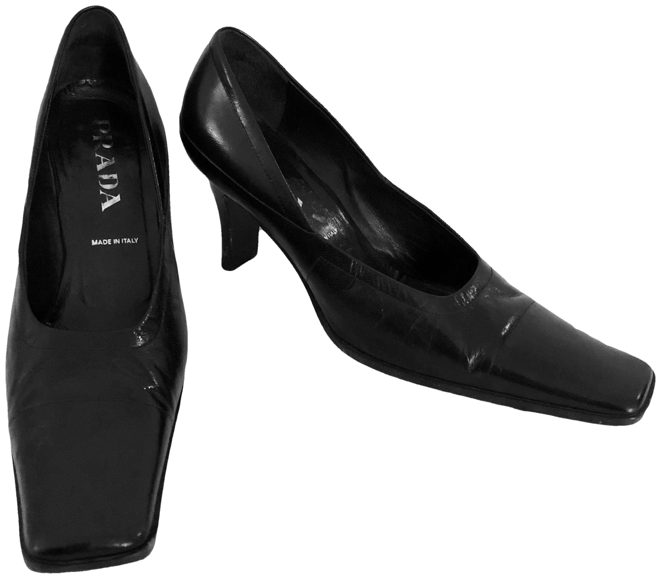 prada black high heels