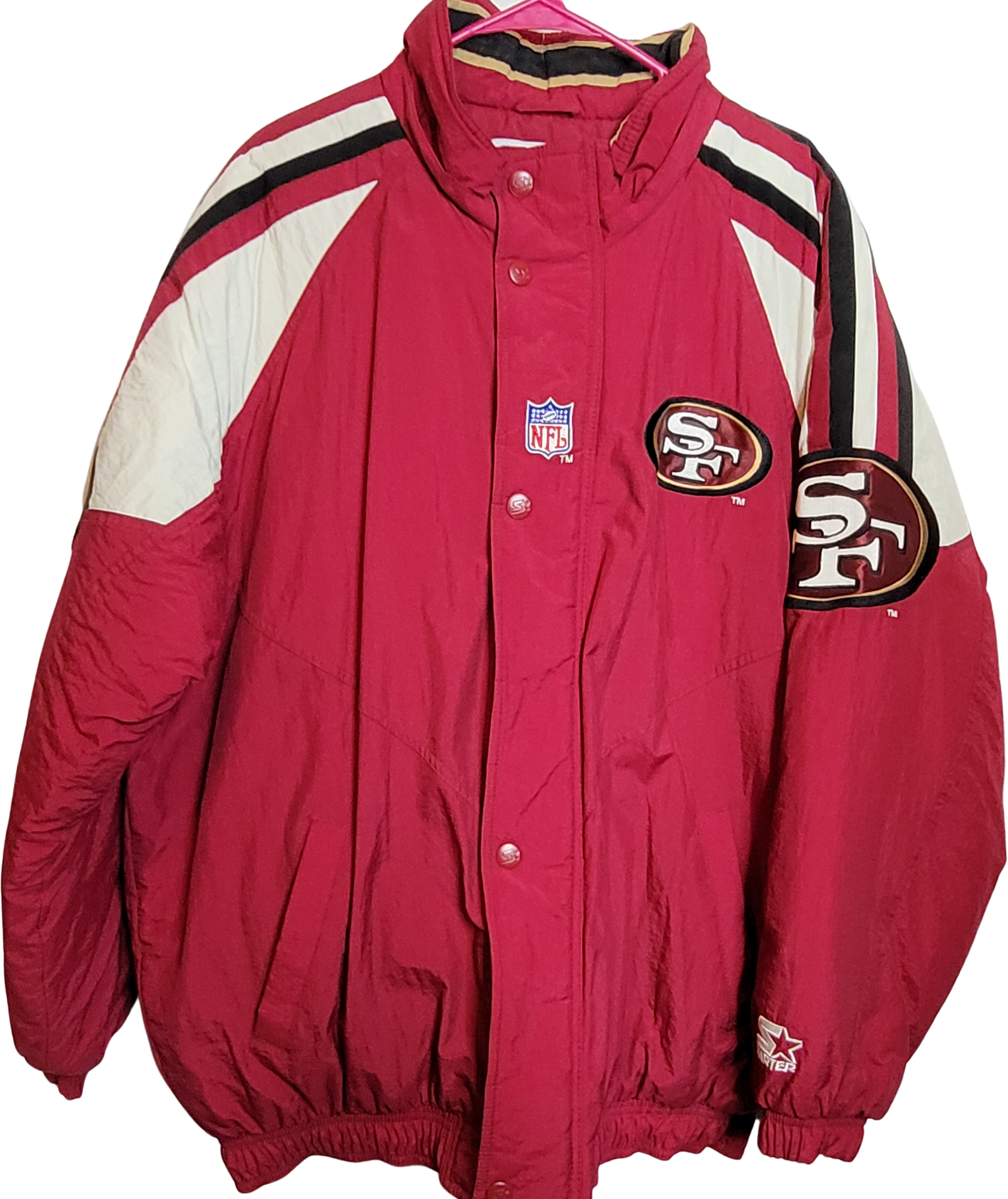 Vintage 90s 49ers Puffer Puffy Coat Jacket Size L Dark Red By Starter Pro  Line Shop THRILLING