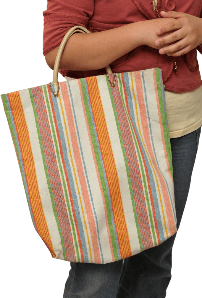 Vintage 70's Stripe Extra Large Open Bag - Free Shipping - Thrilling