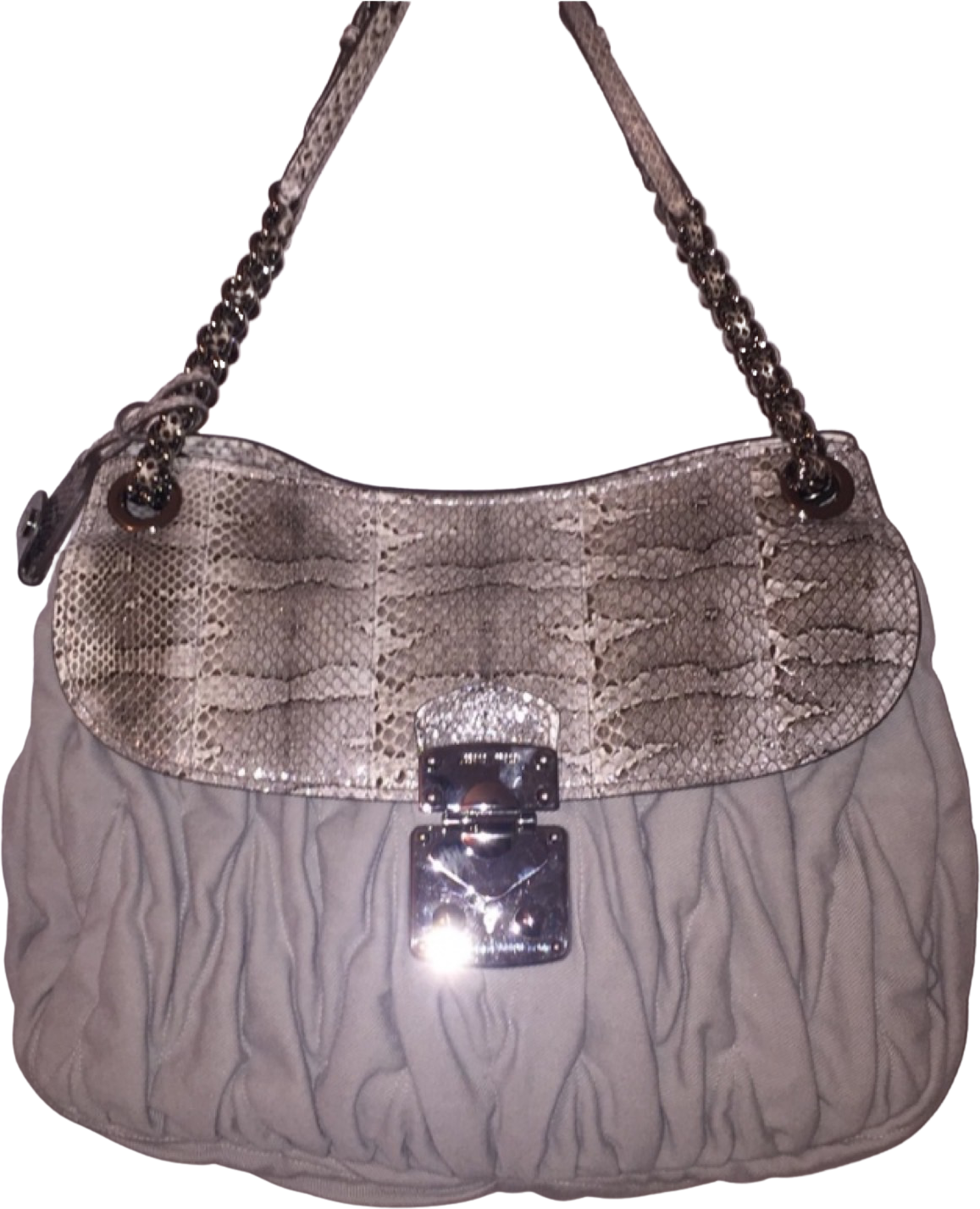 Miu Miu Gray Python/cloth Shoulderbag by Miu Miu