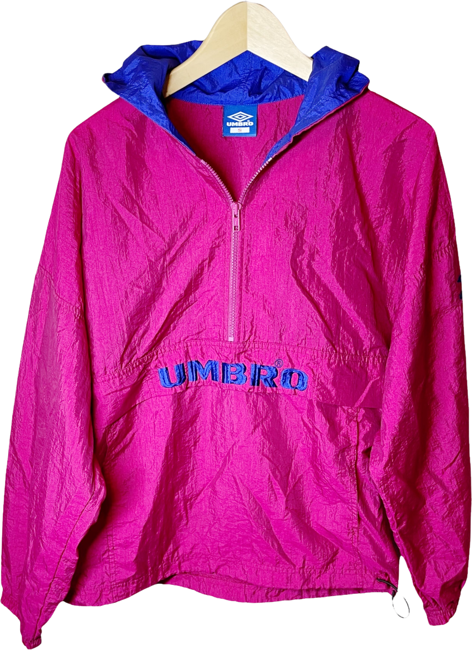 Vintage 80s/90s Half Zip Hooded Pullover Windbreaker Jacket By Umbro Shop