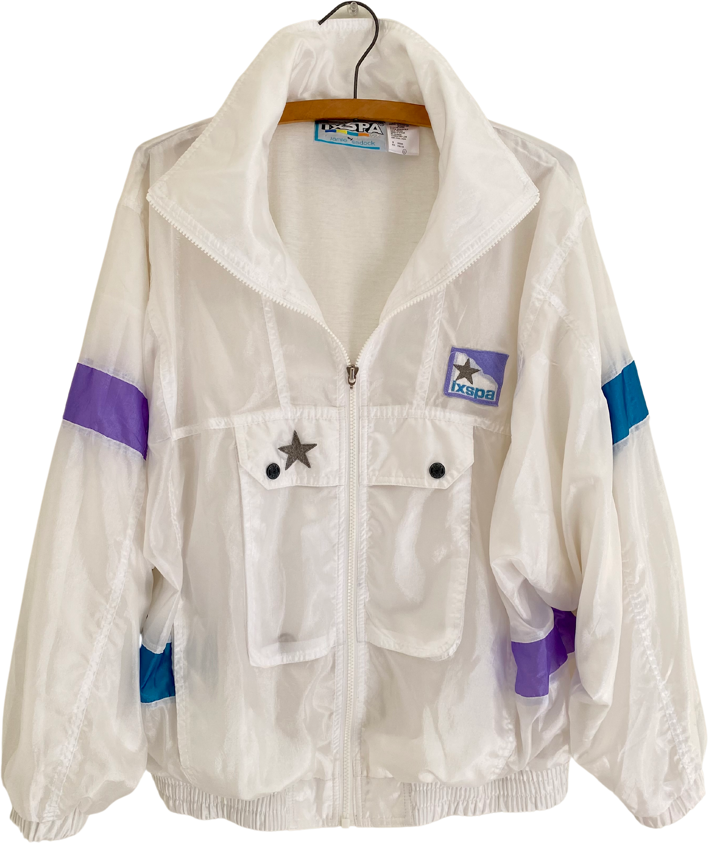 80s/90s White Mockneck Ixspa Windbreaker By Jamie Sadock