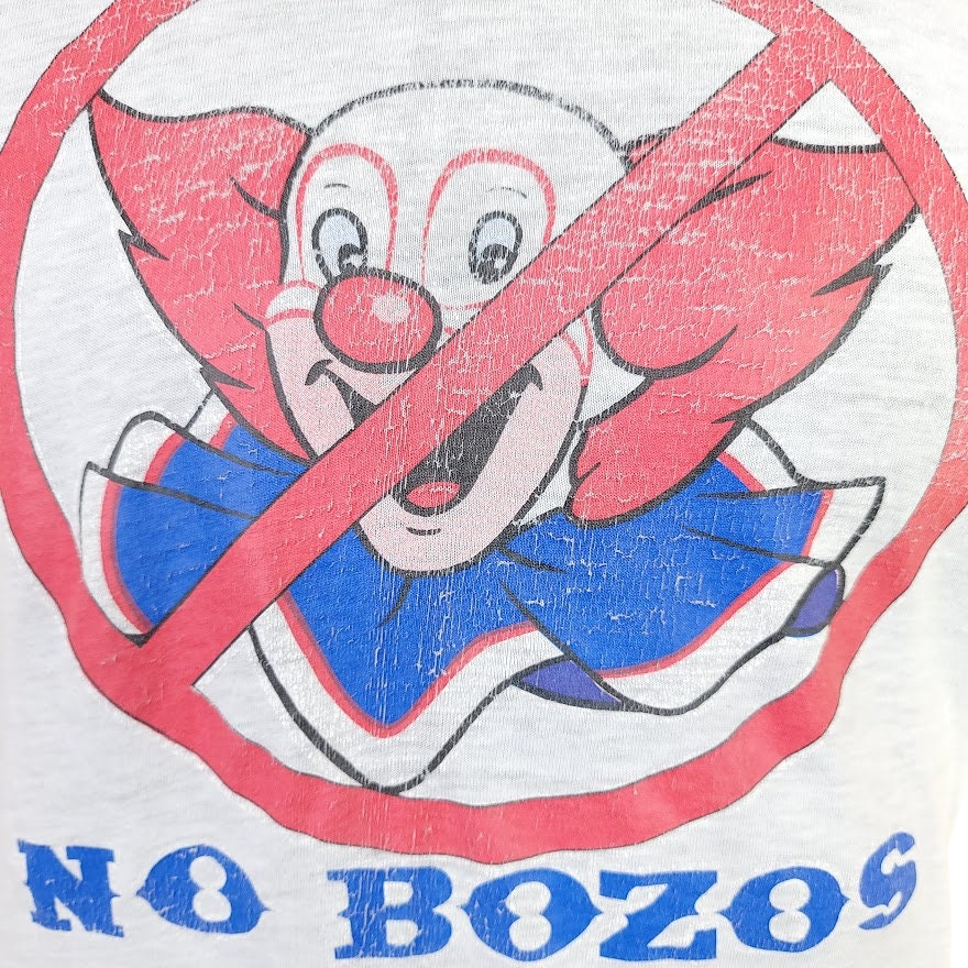 No Bozos T-Shirt Vintage 80s Bozo The Clown Circus Carnival Mens