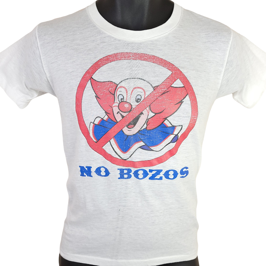 No Bozos T-Shirt Vintage 80s Bozo The Clown Circus Carnival Mens