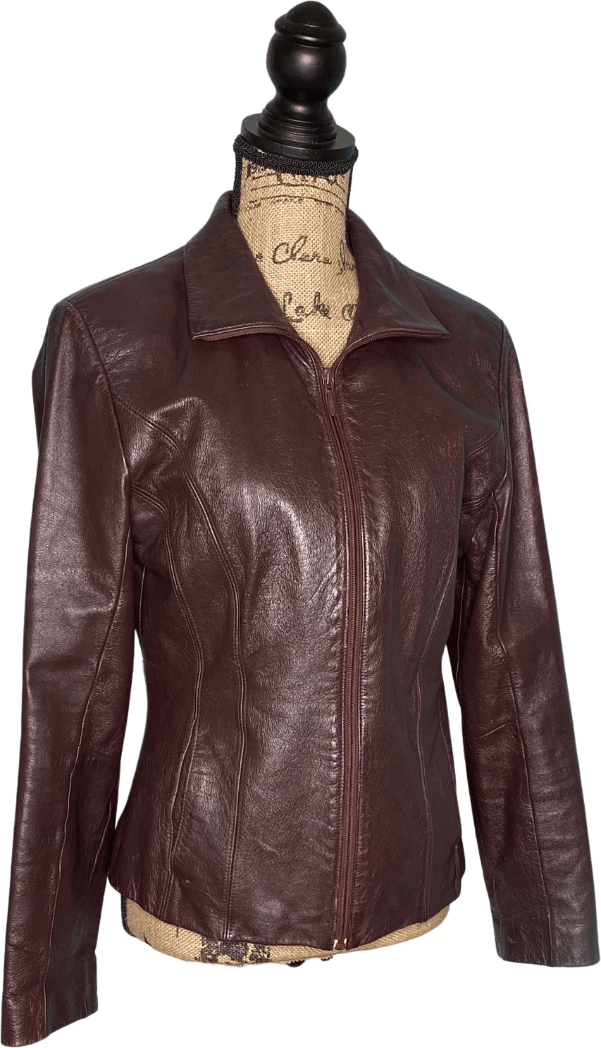 90's Fitted Brown Leather Jacket by Wilson's Leather Maxima