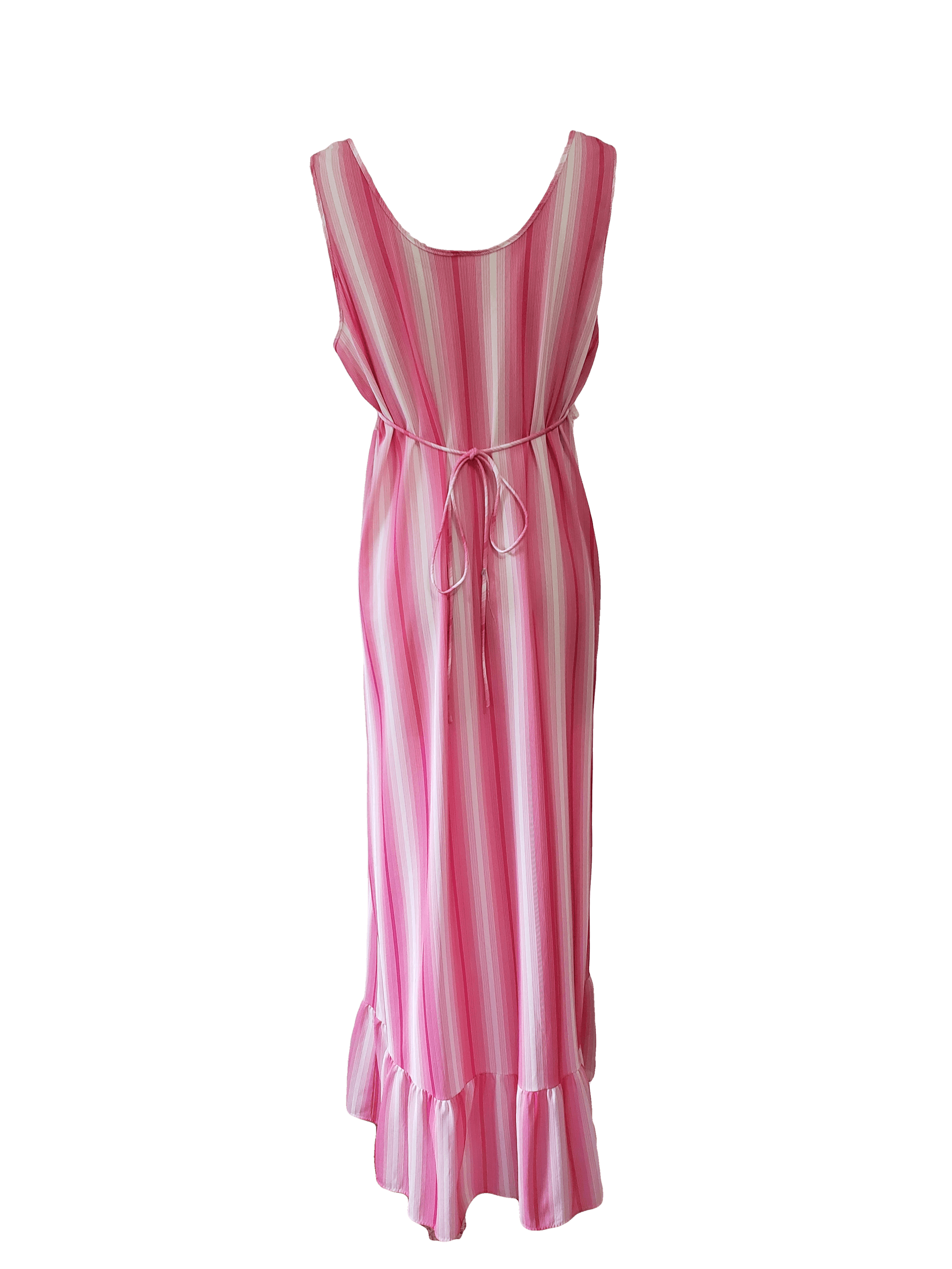 pink and white striped maxi dress