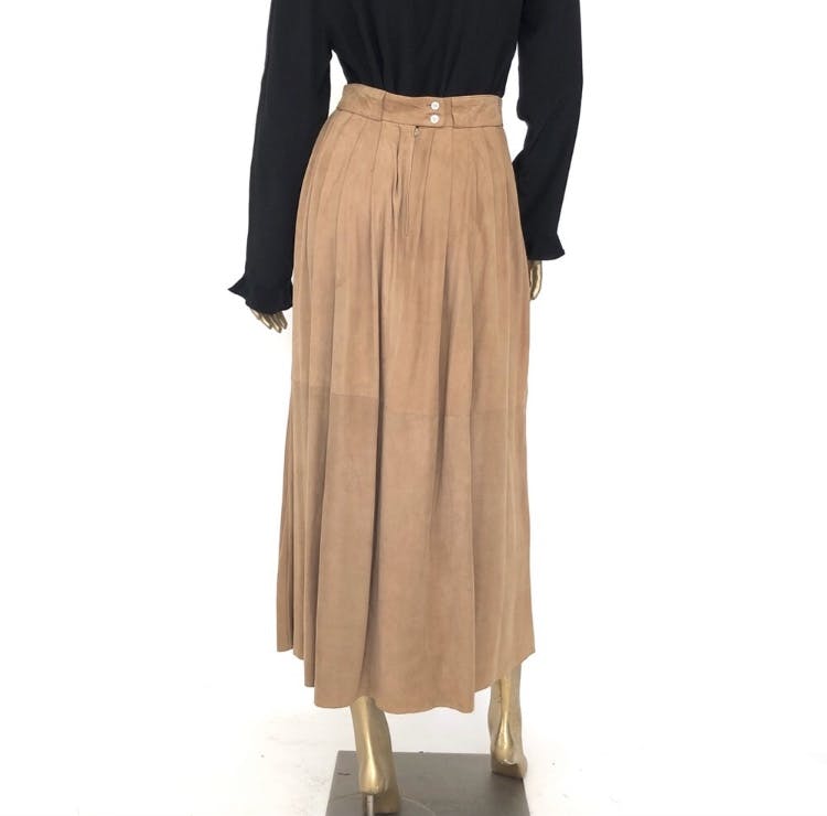 leather pleated maxi skirt