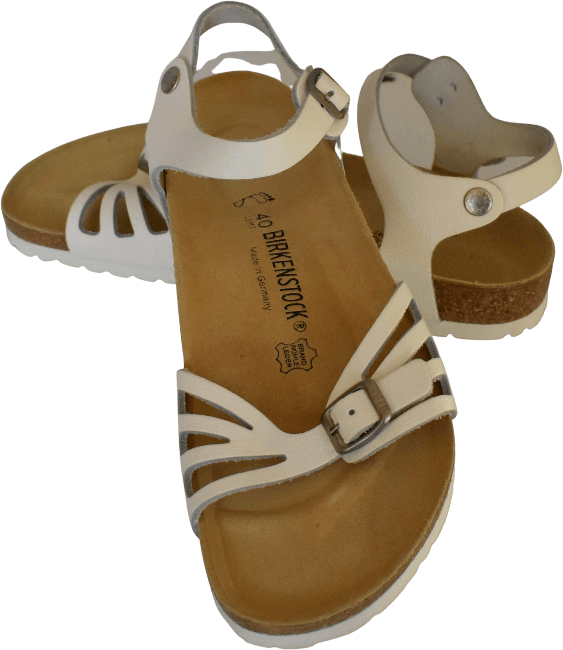 Goodwill Editie Bezienswaardigheden bekijken Vintage White Leather Sandals Size 9 Nib by Birkenstock | Shop THRILLING