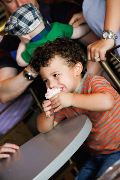 enjoying a cupcake