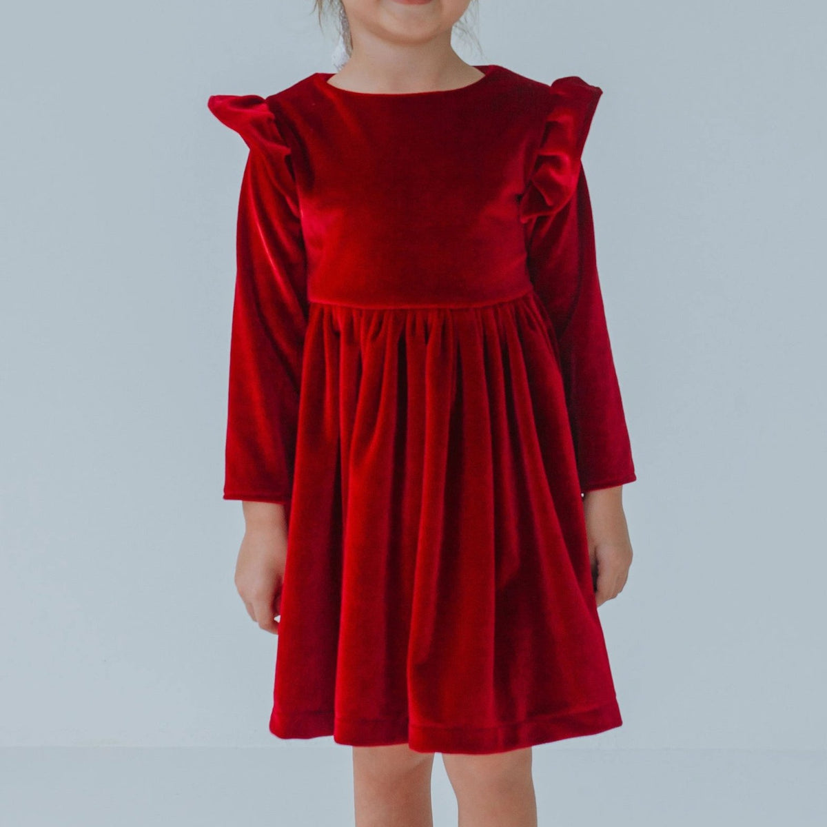 girls red velvet christmas dress