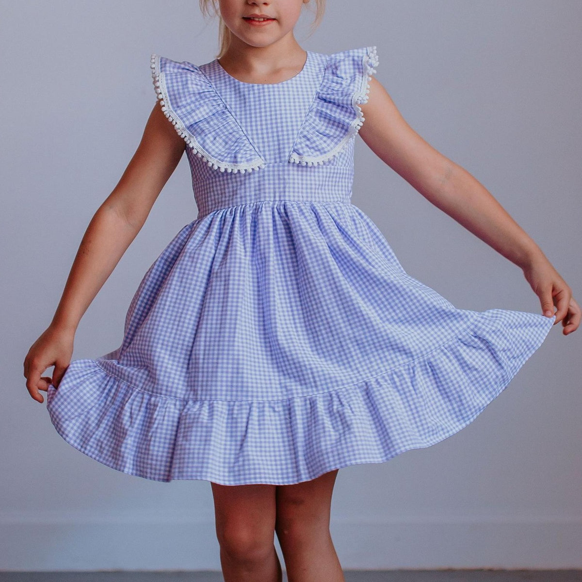 girls purple gingham dress