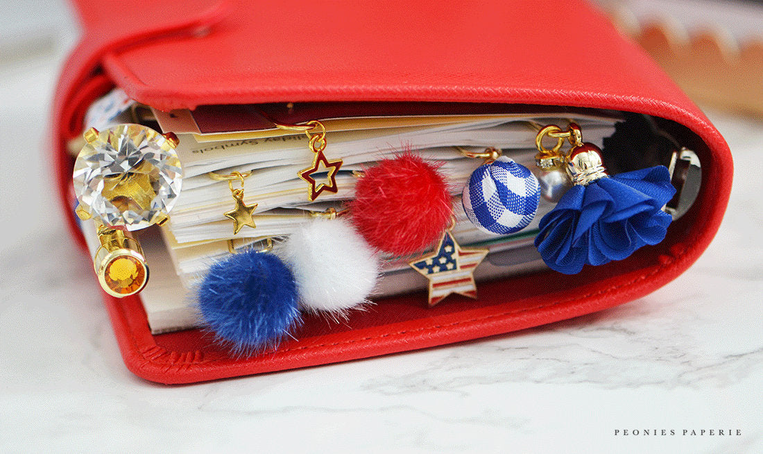 Red White & Blue Fuzzy Dangle Trio Clips – Paperie