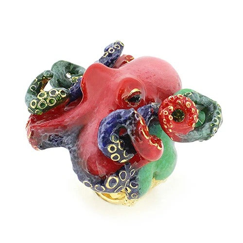 Red Octopus Ring