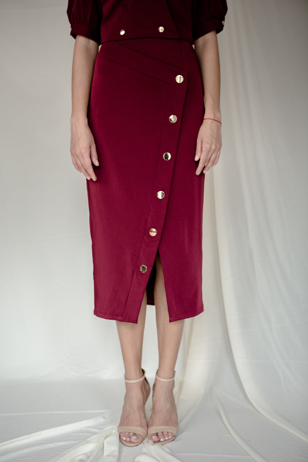 Stud Skirt in Red