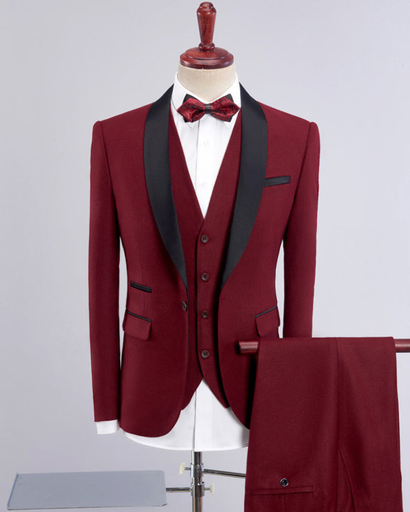 Slim Fit Wedding Suits For Men Shawl Collar 3 Pieces