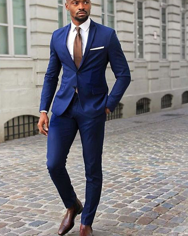 Dark Royal Blue Slim Fit Men Dress Suits Groom wedding