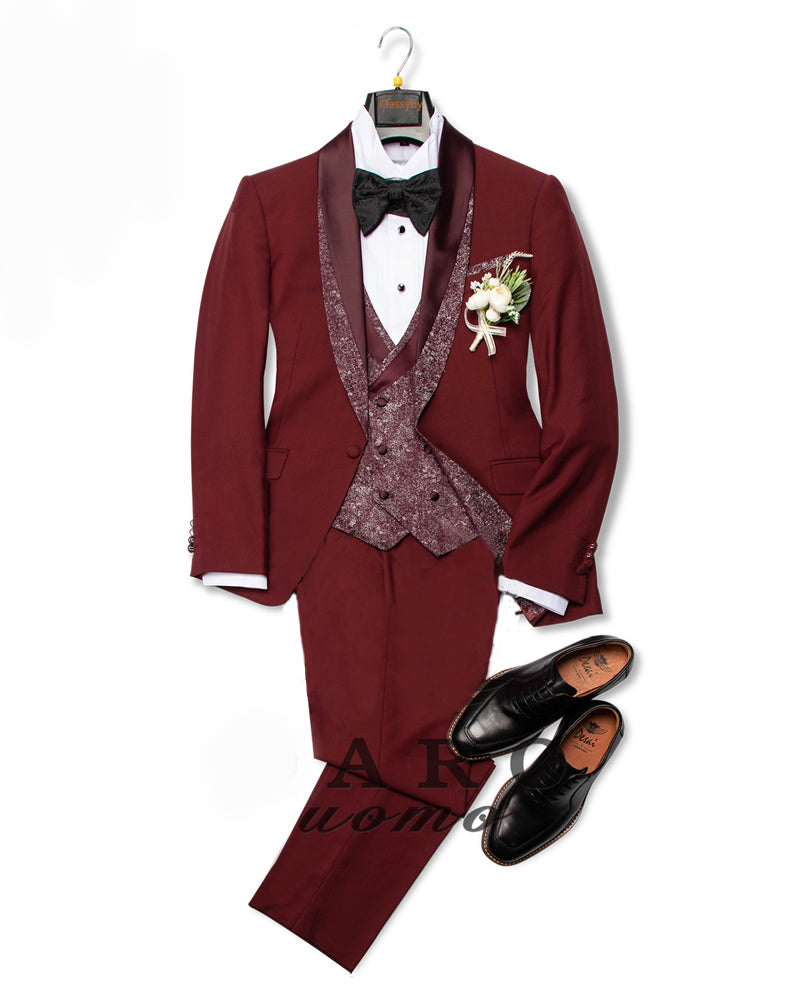 Burgundy Suits Groomsmen Suit Wedding Groom Tuxedo Party