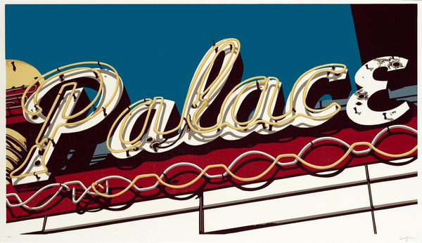 color linocut reduction - route 66 images - pop art printmaking - Dave Lefner - The Palace