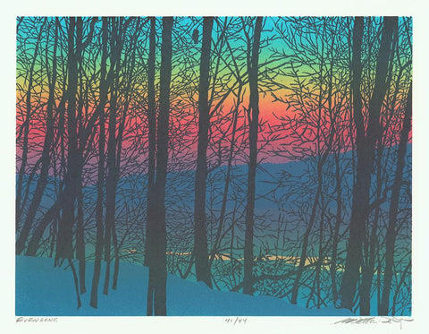 William H. Hays - Evensong - color linocut