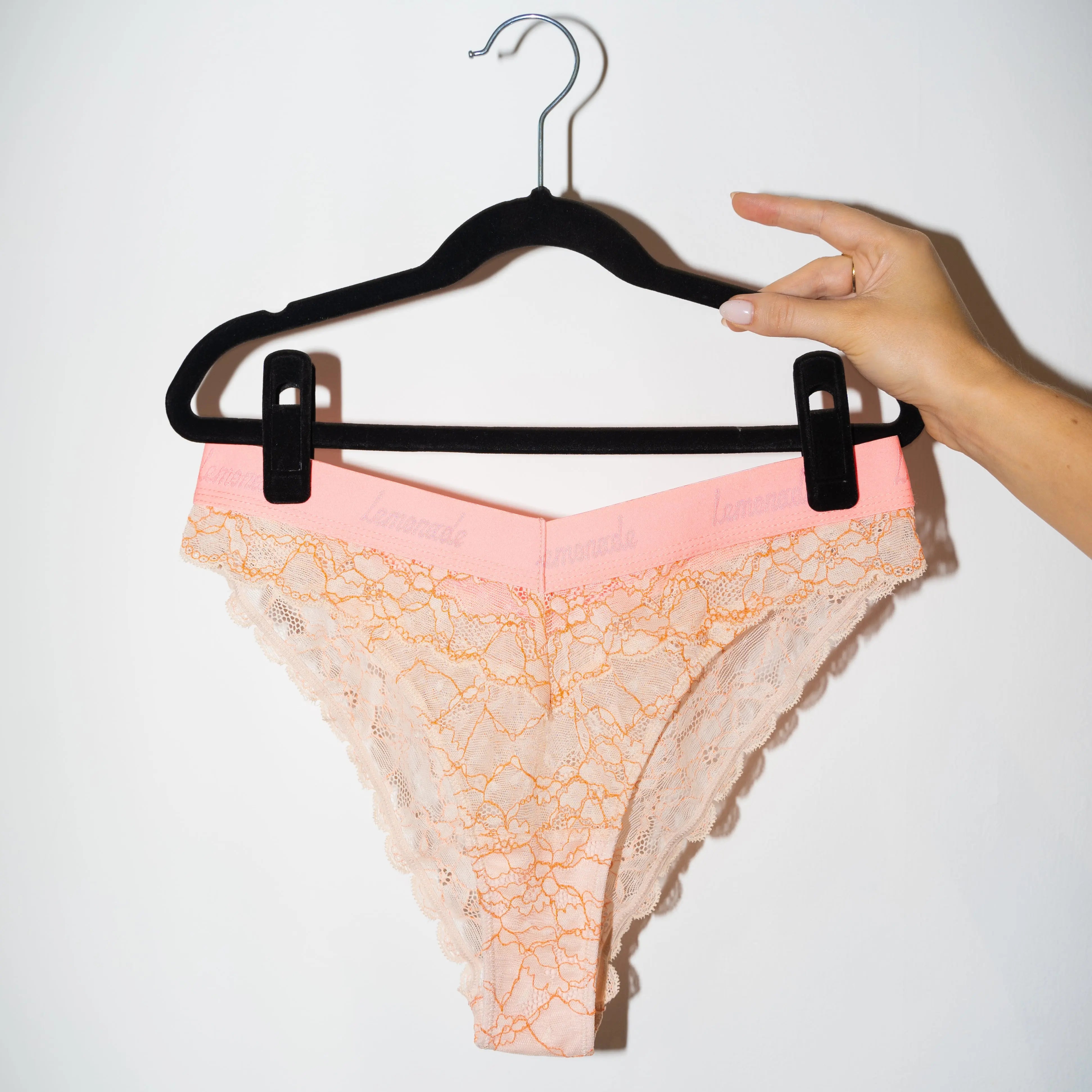 Lace V-Brazilian | Womens Knickers | Underwear For Women | Orange | XS | Lemonade Dolls