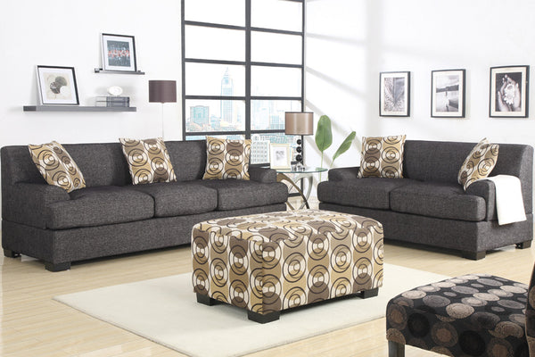 2 and 3 Seater Sofa Set With Brown Patterned Ottoman
