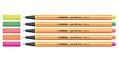Stabilo Point 88 Neon 0.4 Fine Tip Felt Pens