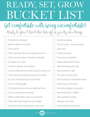 Ready, set, grow bucket list tiny devotions