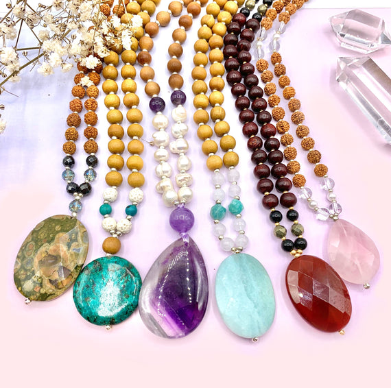 108 Mala Beads Gemstone Crystal Mala Beads Intentional Jewelry