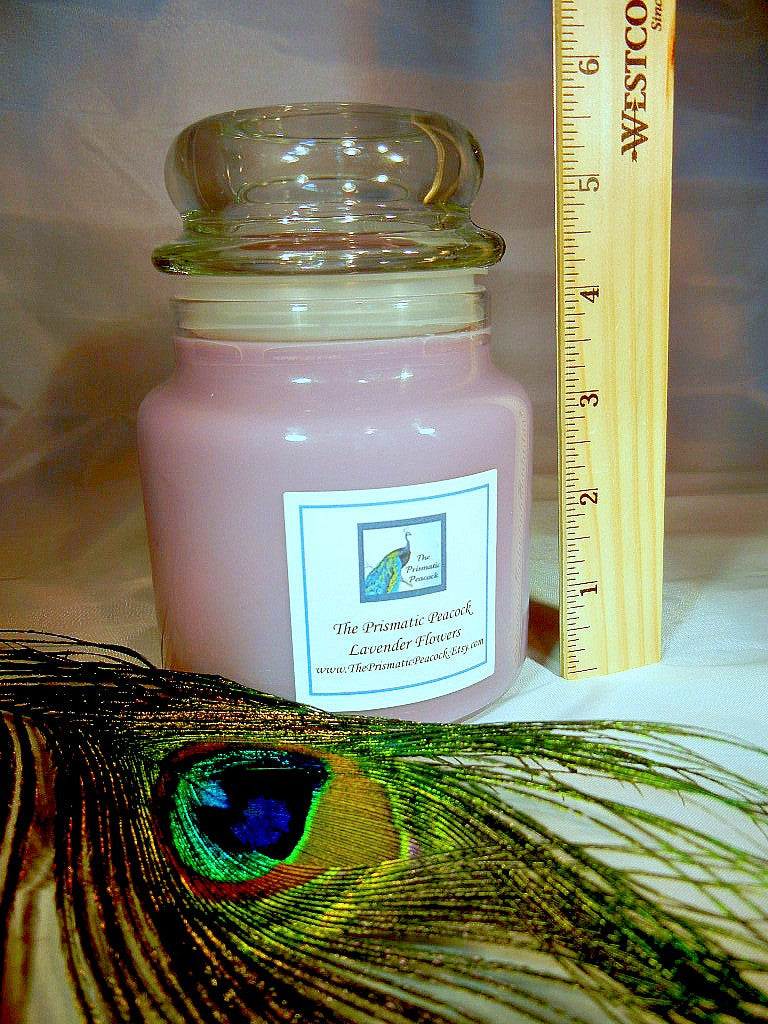 Lavender Flowers Scented Soy Candle 20oz Apothecary Jar Dome Top Lid P