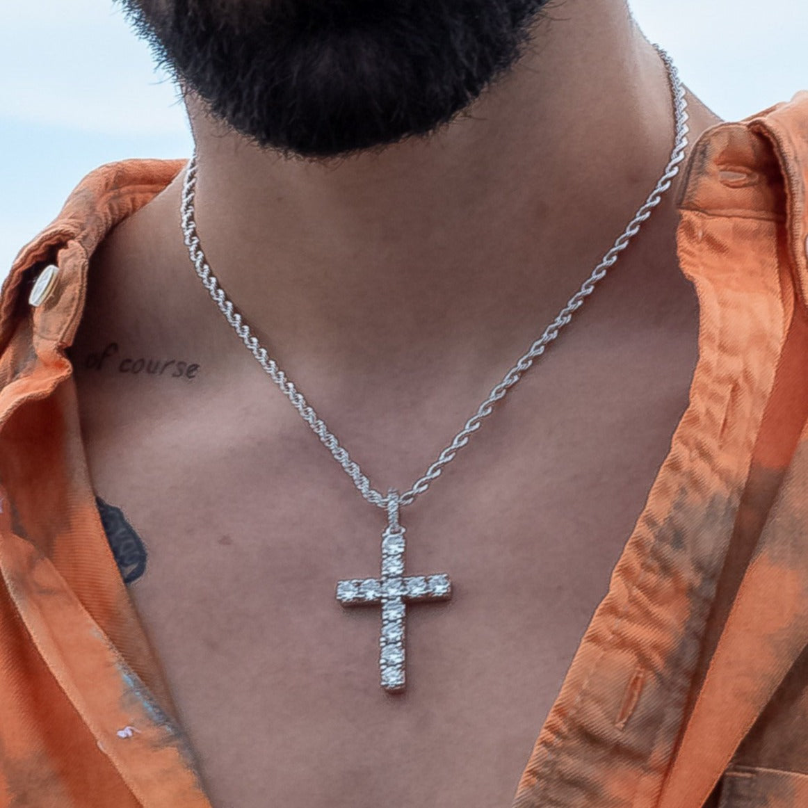 iced diamond cross necklace