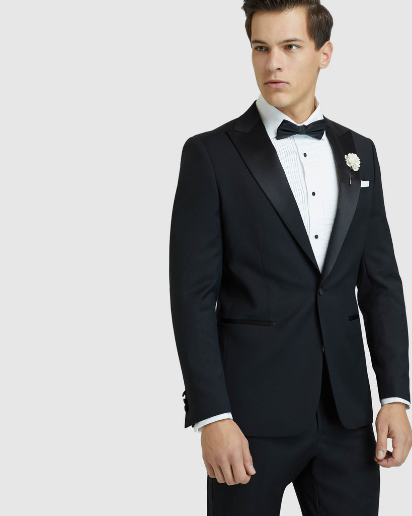 one button peak lapel tuxedo