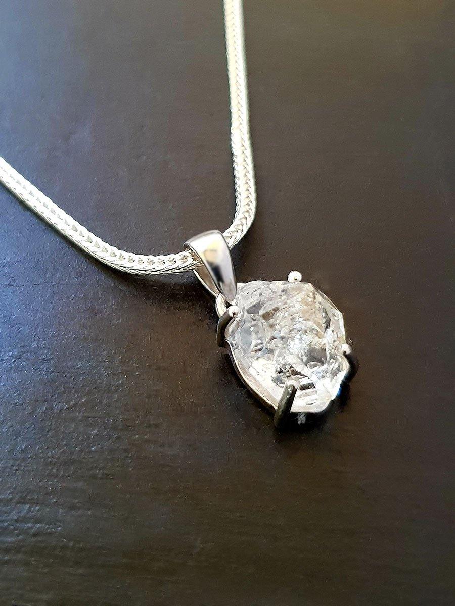 Natural Herkimer Diamond Heart Necklace Crazy Love Heart Necklace Raw Herkimer Diamond Necklace Gift For Her I Love You Heart Necklace
