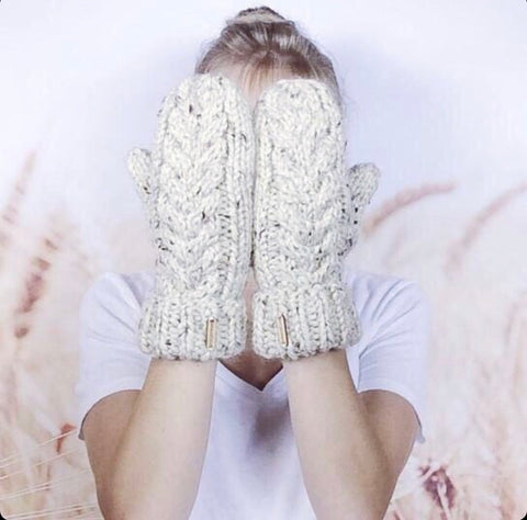 Knitted White Gloves by Wheatfield Knitwear