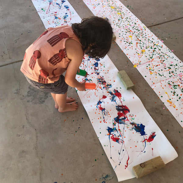 Homemade paint splattered process art wrapping paper