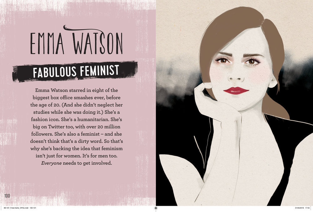 Carlton Books Emma Watson actress feminist woman illustration by Melbourne based illustrator Kelly Thompson