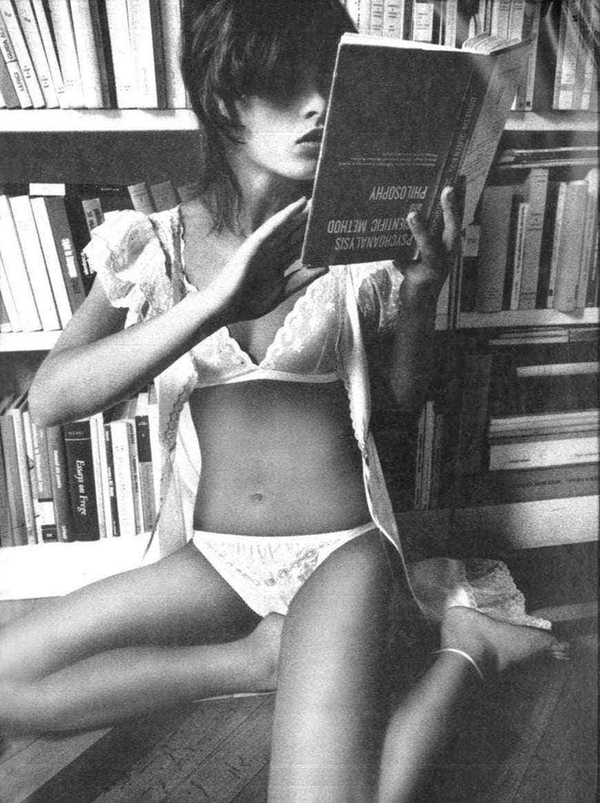 Kelly Thompson Illustrator Blog Melbourne Girl Reading book in lingerie black and White photograph