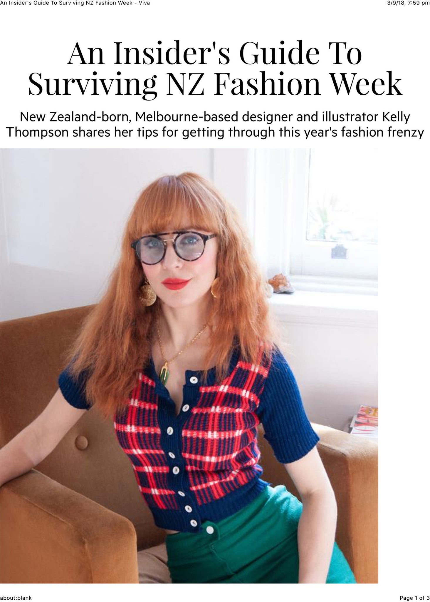 Melbourne Illustrator Kelly Thompson talks to Viva Magazine about surviving New Zealand Fashion Week