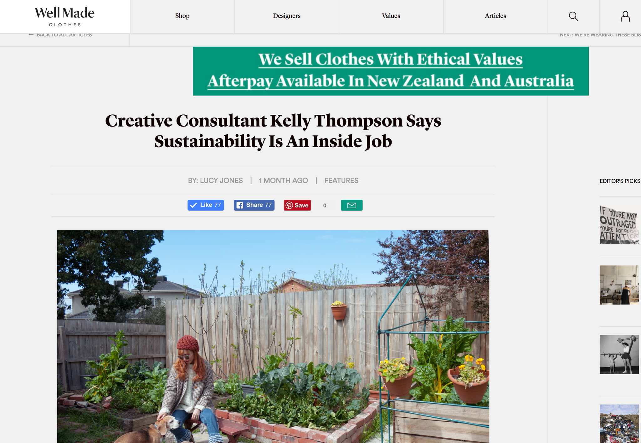 Illustrator Kelly Thompson Melbourne Garden Sustainability vegetable patch Well Made Clothes