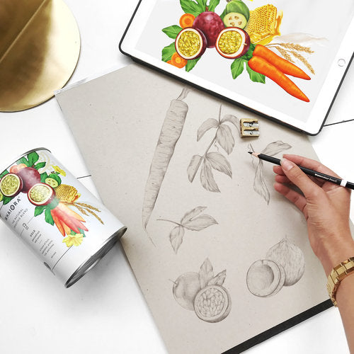 Whaiora Smoothie Blend packaging illustration fruit brand by Melbourne based illustrator Kelly Thompson