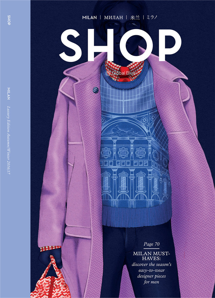 Melbourne fashion illustrator Kelly Thompson Mens fashion Illustration SHOP Magazine Milan Cover 