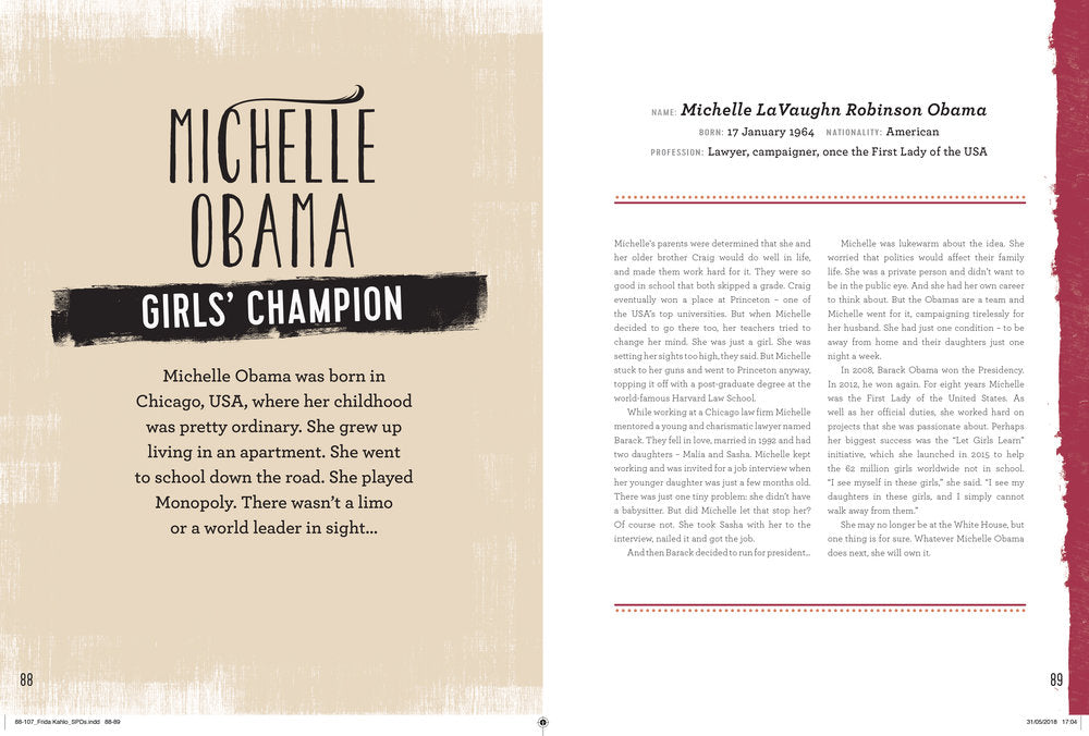 Carlton Books Michelle Obama politician First Lady girls champion woman illustration by Melbourne based illustrator Kelly Thompson