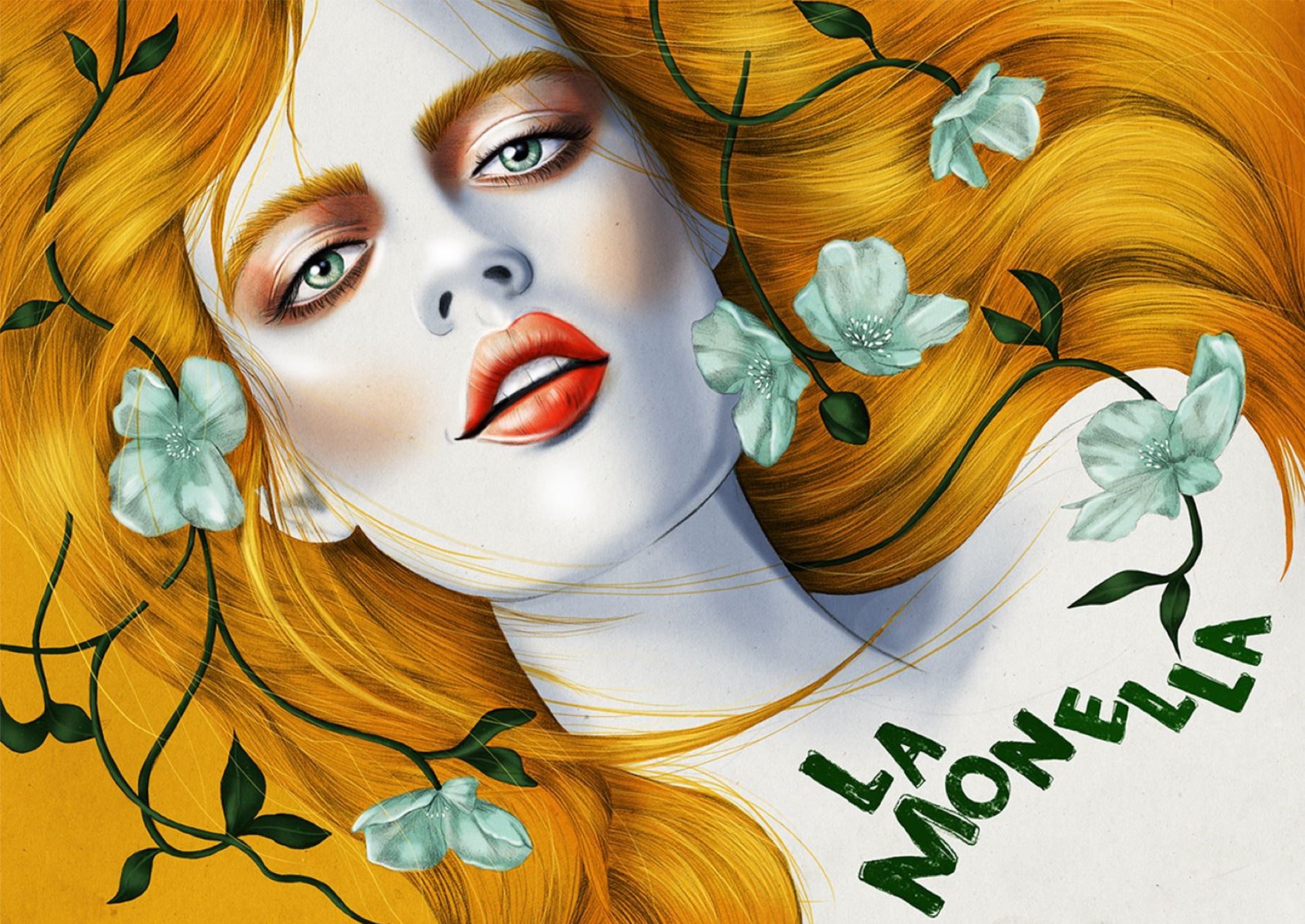 Kelly Thompson beauty and botanical illustrator Melbourne. La Monella Kelly Washington Wines Label 