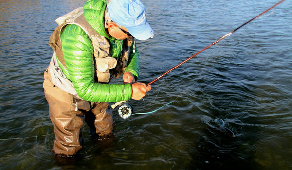 Patagonia founder Yvon Chouinard fly fishing his Epic 580 fiberglass fly rod