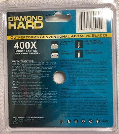 Planet Diamond 21304020 250X 4" Dry/Wet Cutting Segmented Diamond Masonry Blade 