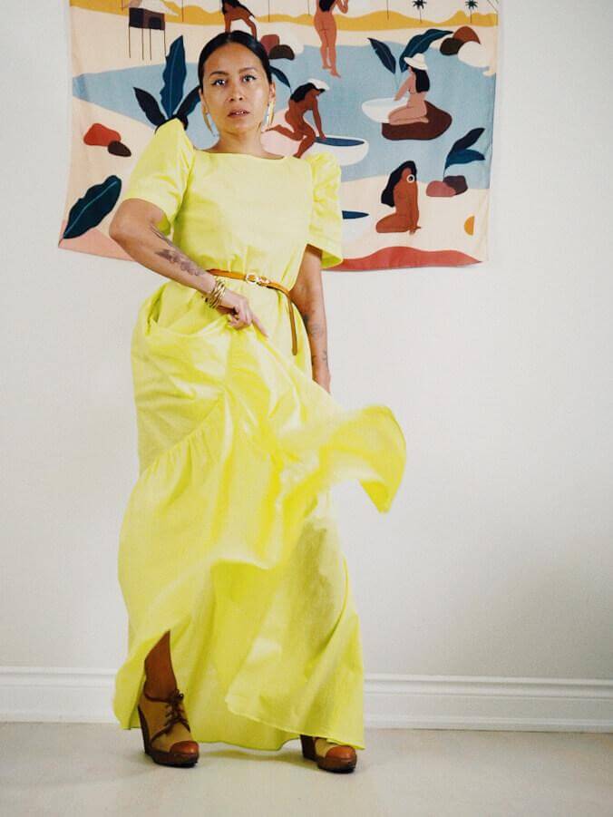 VINTA Best Terno Dresses - Neon Yellow Ruffle Tent Terno