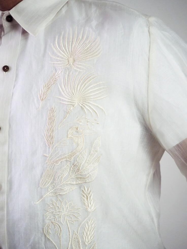 Close-up of AlagadNgSining’s Filipino Tropico I barong embroidery design