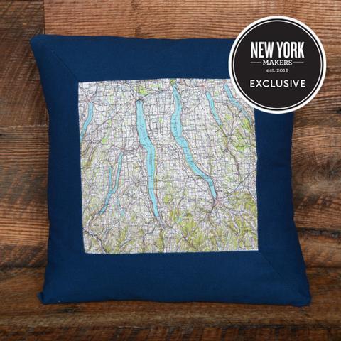 finger lakes map pillow