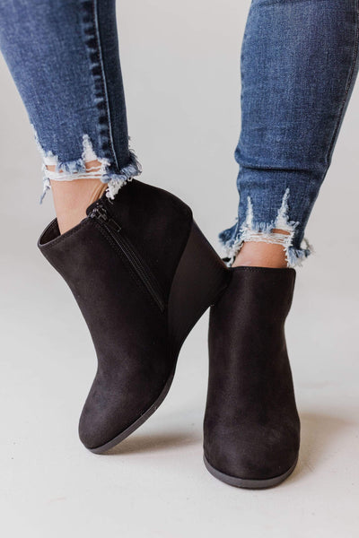 gray wedge booties