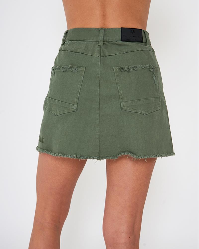 olive green denim skirt