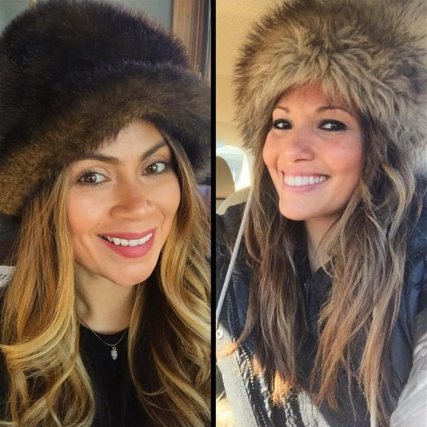 ladies black faux fur hats